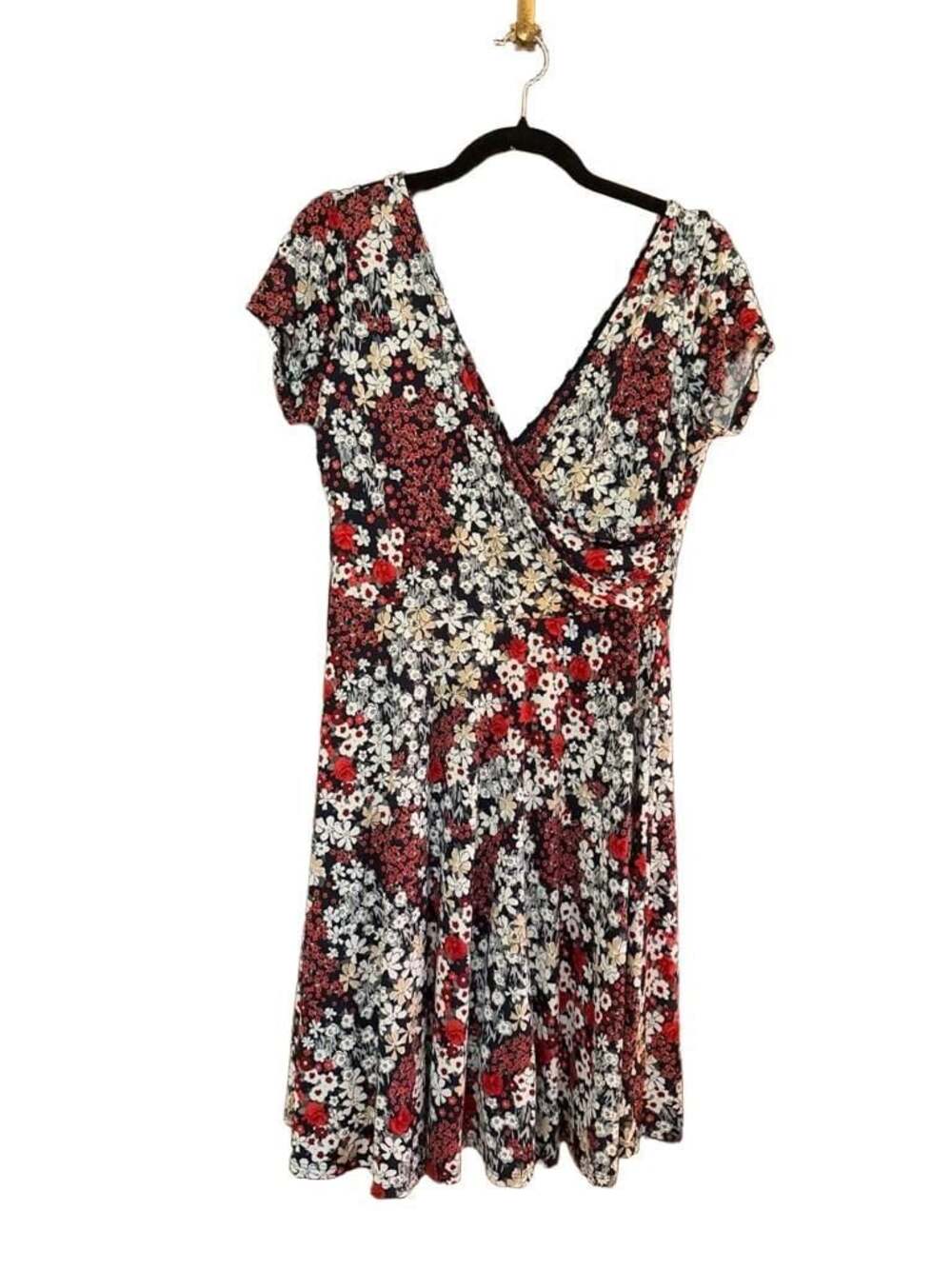 Kaileigh Amandine Floral Print Faux Wrap Knit Dress